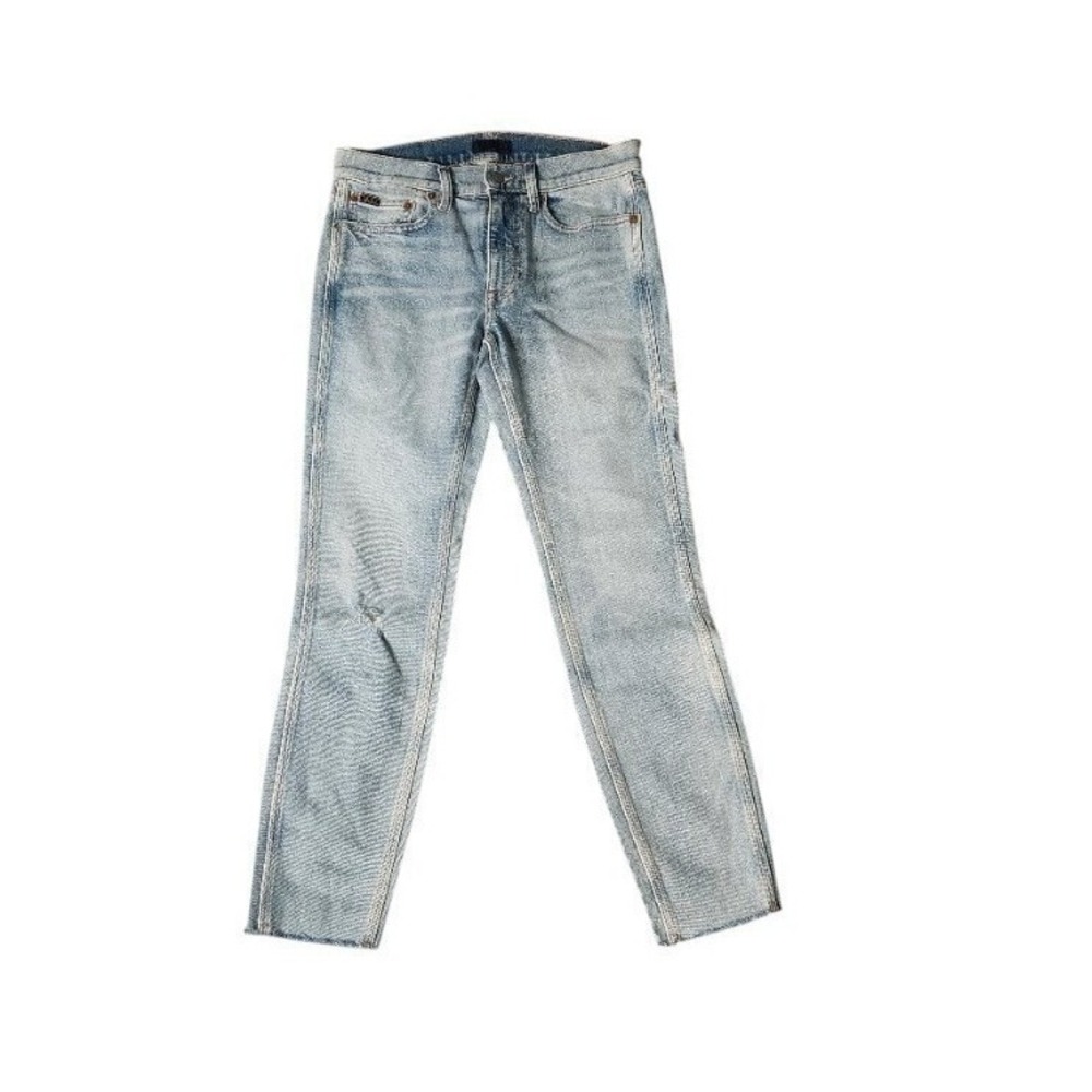 Polo Ralph Lauren Tompkins Skinny Crop Jeans Size 26 Light Wash Raw Hem